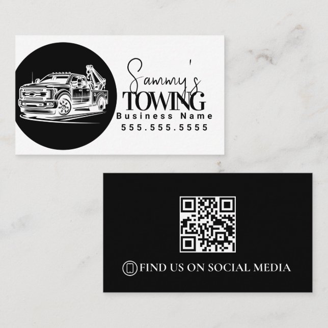Tow Truck Services QR Code Logo Visitkort (Fram/baksida)