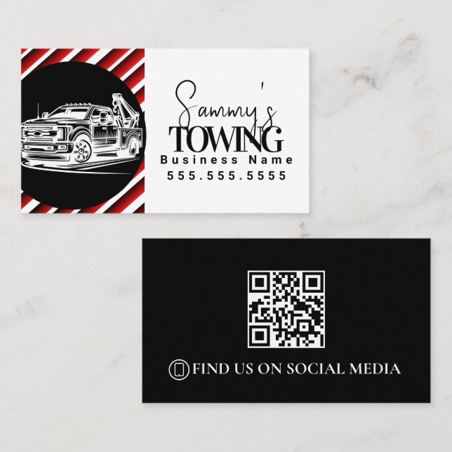 Tow Truck Services QR Code Logo Visitkort (Fram/baksida)