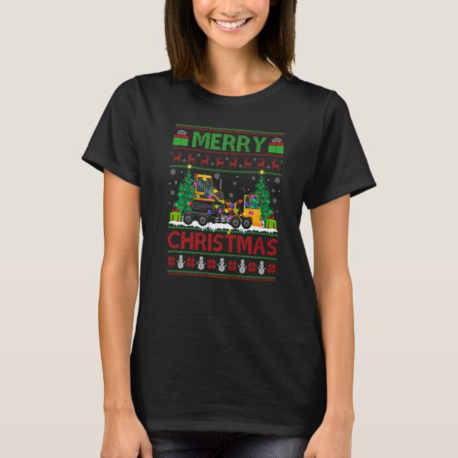 Tow Truck  Xmas Tree Ugly Santa Tow Truck Christma T Shirt (Framsida)