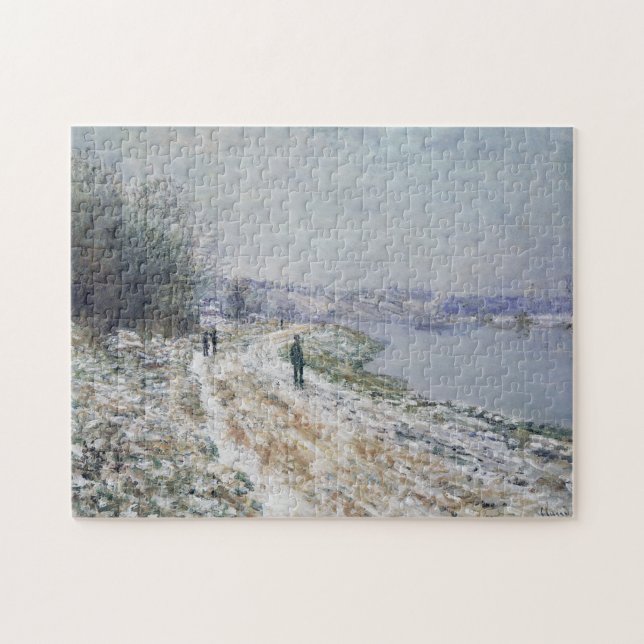 Tow Väg vid Argenteuil Winter Monet Fine Art Pussel (Horisontell)