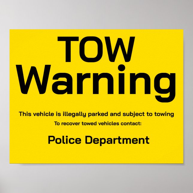 Tow warning poster (Framsidan)