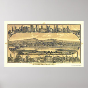 Towanda panorama- karta för PA - 1880 Poster
