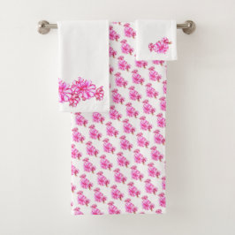 Towel Set - Rosa Geranium Blommars