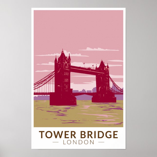 Tower Bridge London Resa Konst Vintage Poster (Framsidan)