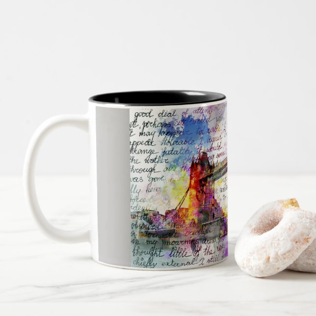 Tower Bridge, London, Sketchbook Art Två-Tonad Mugg (Med munk)