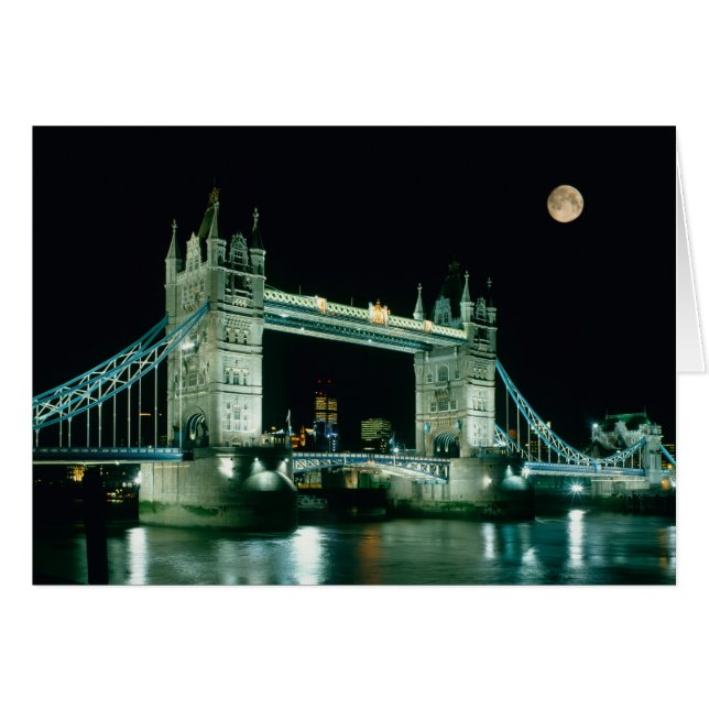 Tower Bridge nattetid, London, England Hälsningskort (Framsidan Horizontal)