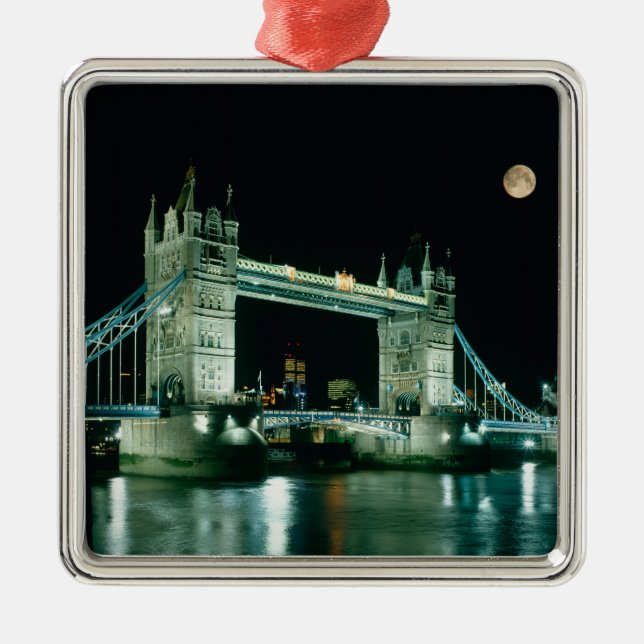 Tower Bridge nattetid, London, England Julgransprydnad Metall (Framsidan)