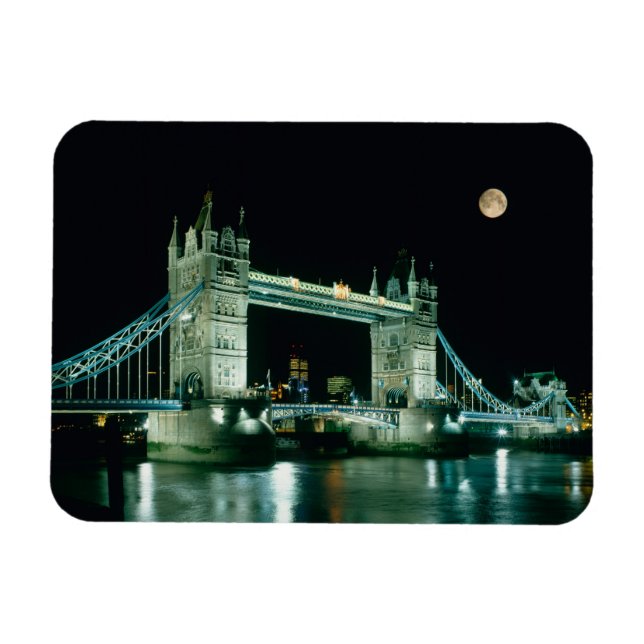 Tower Bridge nattetid, London, England Magnet (Horisontell)