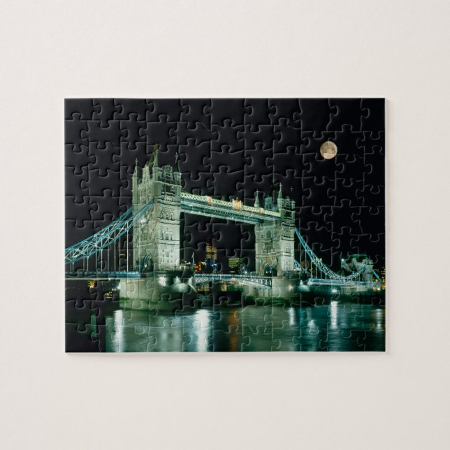 Tower Bridge nattetid, London, England Pussel (Horisontell)