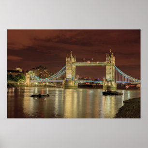 Tower Bridge nattetid, London Poster