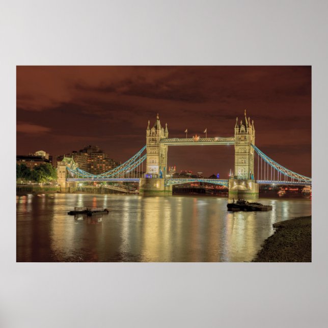 Tower Bridge nattetid, London Poster (Framsidan)