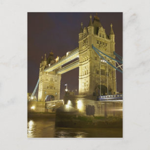 Tower Bridge och floden Themsen i skymningen, Lond Vykort