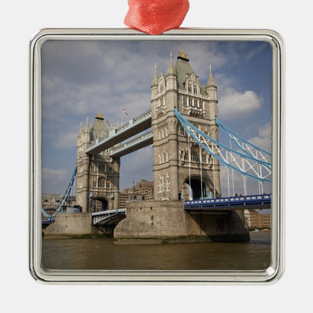 Tower Bridge och floden Themsen, London, Julgransprydnad Metall (Framsidan)