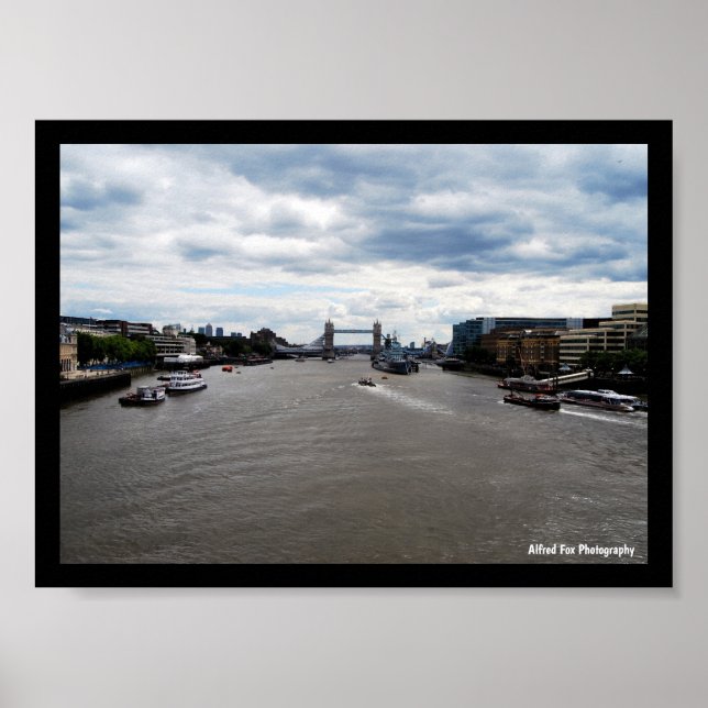 Tower Bridge och River Thames landskap Poster (Framsidan)