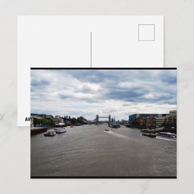 Tower Bridge och River Thames landskap Vykort (Fram/baksida)