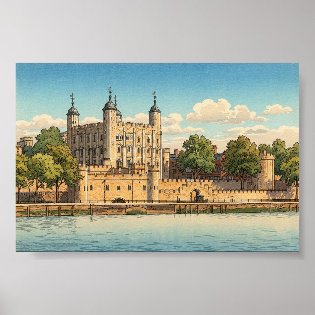 Tower of London Japanese Woodblock Print Poster (Framsidan)