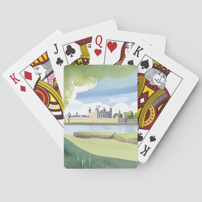 Tower of London | Storbritannien Akvarell Landskap Casinokort (Baksidan)