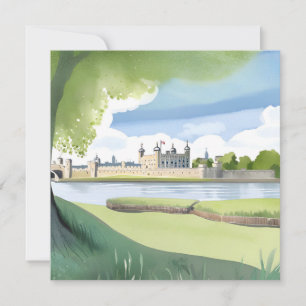 Tower of London Storbritannien Akvarell Landskap Kort