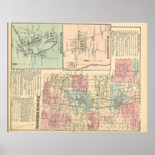Town 1875 av den Stockbridge kartan Poster