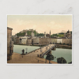 Town bridge, Salzburg, Austro-Hungary sällsynt Pho Vykort