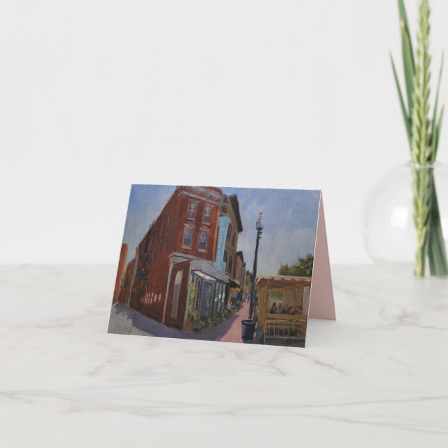 Town Cafe Art Note Card Tack Kort (Framsida)