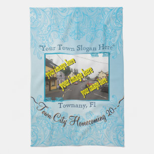 Town City Homecoming Aquamarine Memorative Kökshandduk