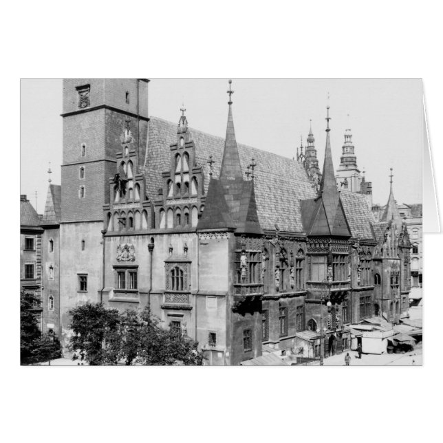 Town Hall, Breslau Poland, 1910 Hälsningskort (Framsidan Horizontal)