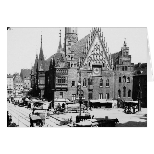 Town Hall, Breslau Poland, 1910 Hälsningskort (Framsidan Horizontal)