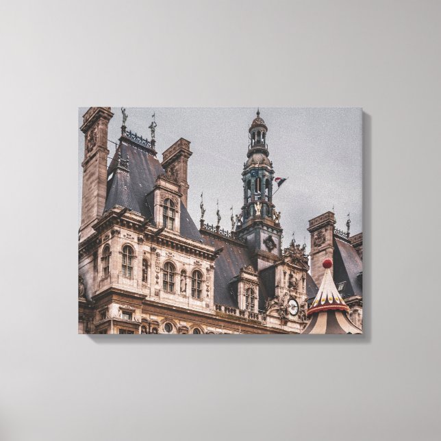 Town Hall Byggnad, Paris, Frankrike Canvastryck (Framsida)