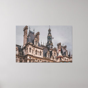 Town Hall Byggnad, Paris, Frankrike Canvastryck