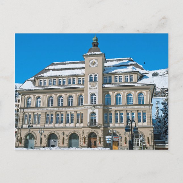 Town Hall in St Moritz, Schweiz Vykort (Framsida)