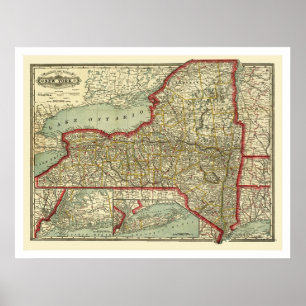 Town- & järnvägNew York karta 1888 Poster
