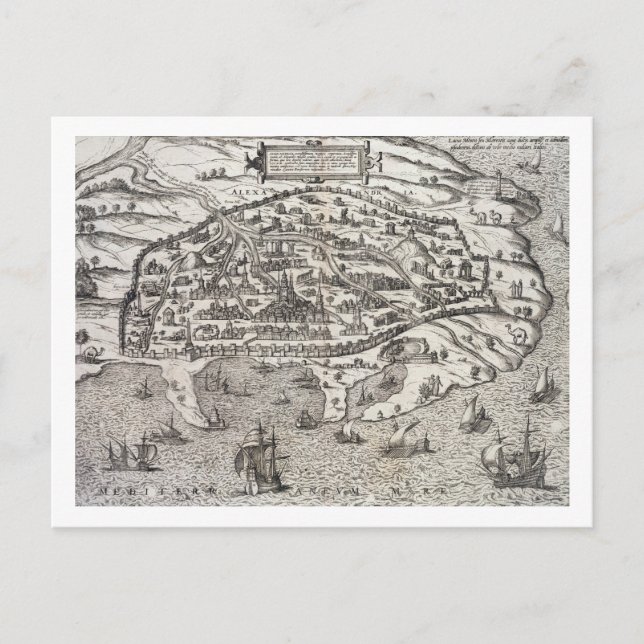 Town karta of Alexandria in Egypten, c.1625 (engra Vykort (Framsida)