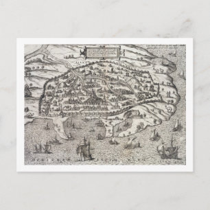Town karta of Alexandria in Egypten, c.1625 (engra Vykort