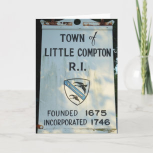 Town Little Compton, RI - Grundad 1675-träskylt Kort