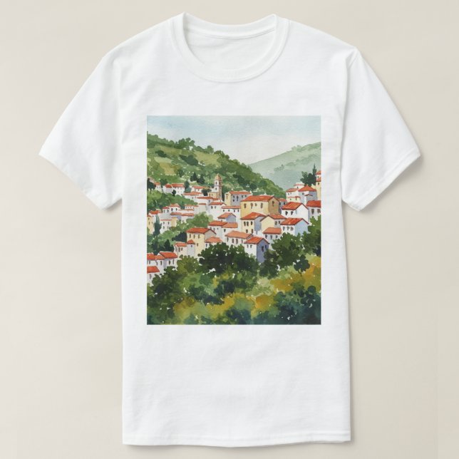 Town on a green hill t shirt (Design framsida)