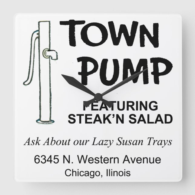 Town Pump Restaurant, Chicago, Illinois Fyrkantig Klocka (Framsida)