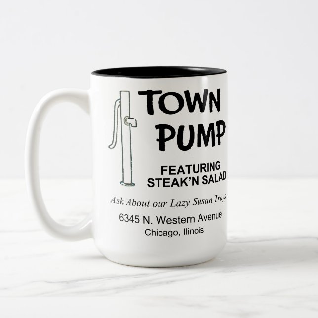 Town Pump Restaurant, Chicago, Illinois Två-Tonad Mugg (Vänster)