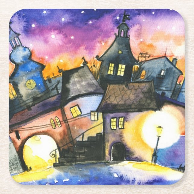 Town Underlägg Papper Kvadrat (Framsidan)