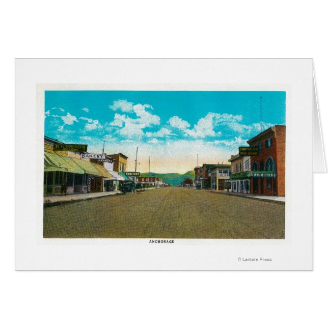 Town View of Anchorage, AlaskaAnchorage, AK Hälsningskort (Framsidan Horizontal)