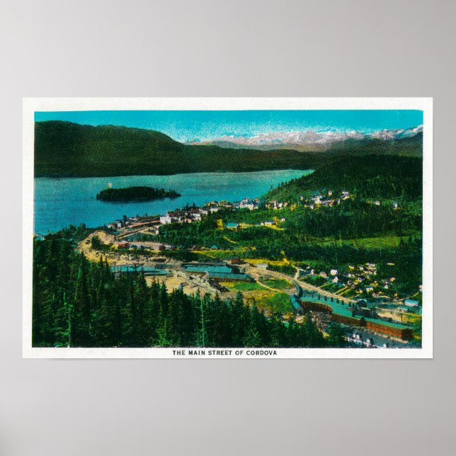 Town View of Cordova, AlaskaCordova, AK Poster (Framsidan)