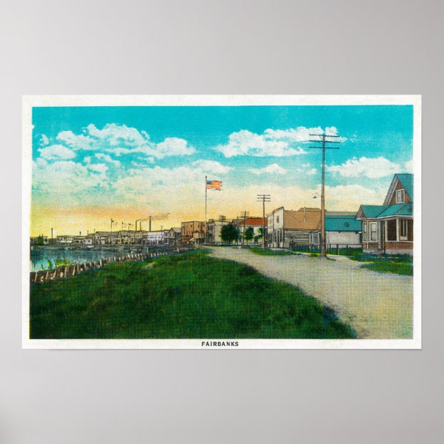 Town View of Fairbanks, Alaska Fairbanks, AK Poster (Framsidan)