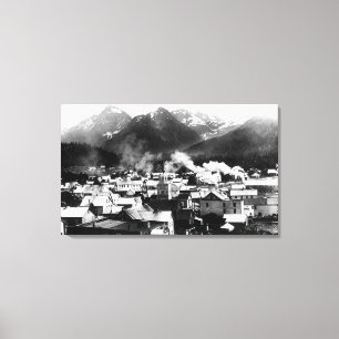 Town View of Sitka, Alaska with Pyramid Canvastryck