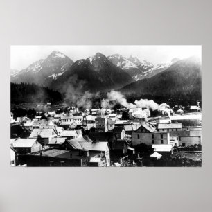 Town View of Sitka, Alaska with Pyramid Poster