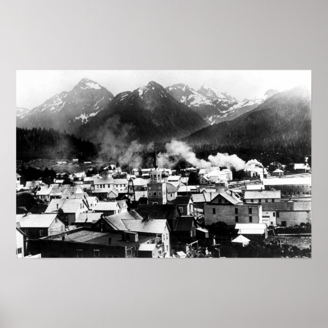 Town View of Sitka, Alaska with Pyramid Poster (Framsidan)