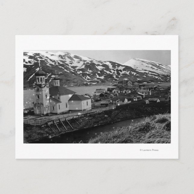 Town View of Unalaska, Alaska Photograph Vykort (Framsida)