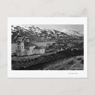 Town View of Unalaska, Alaska Photograph Vykort