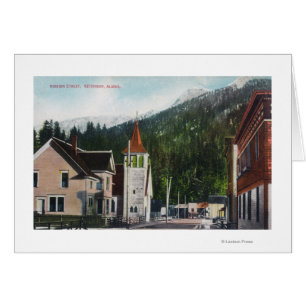 Town View of Uppdrag StreetKetchikan, AK Hälsningskort