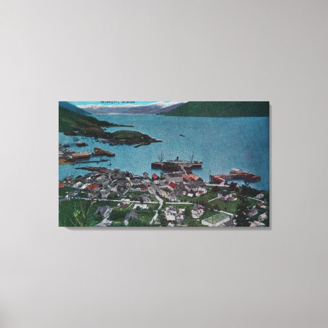 Town View of Wrangell, AlaskaWrangell, AK Canvastryck (Framsida)