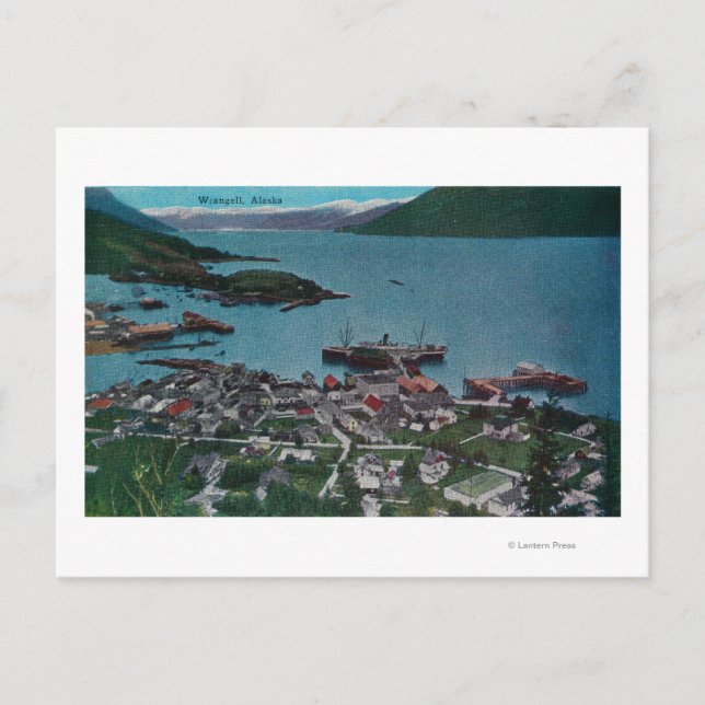 Town View of Wrangell, AlaskaWrangell, AK Vykort (Framsida)